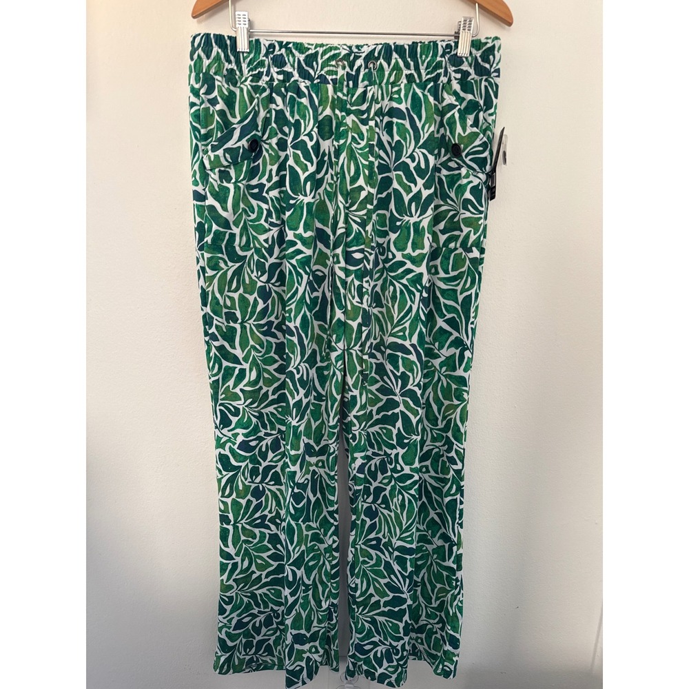Robert Louis Wide Leg Women's Palazzo Pants Size XL Green White Resortwear